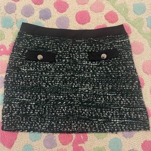 Motivi Black and Gray Textured Mini Skirt